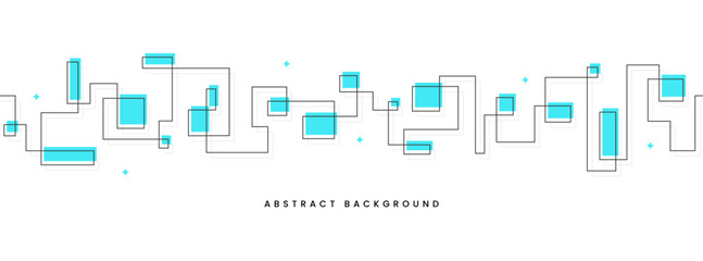 Fototapeta premium White abstract geometric technology background with rectangles and linear seamless pattern. Tech, digital web banner minimal design.