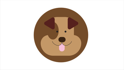 Cute dog face with tongue hanging out, brown puppy with spot and chubby cheeks