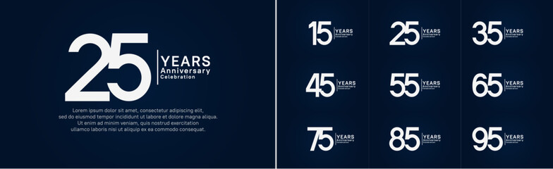 anniversary logo set. vector design white color can be use for special moment