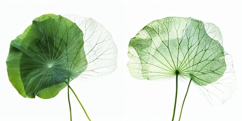 Obraz premium Lotus leaf photos on a white background using ethef
