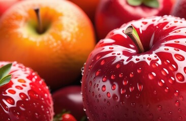 red apples with drops of water