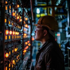 Electrical Engineer Inspecting Control Cabinet