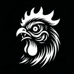 Fototapeta premium Side Illustration of Monster Rooster Head Only