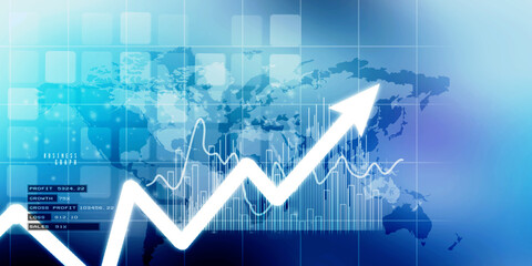 2d illustration Stock market online business concept. business Graph 