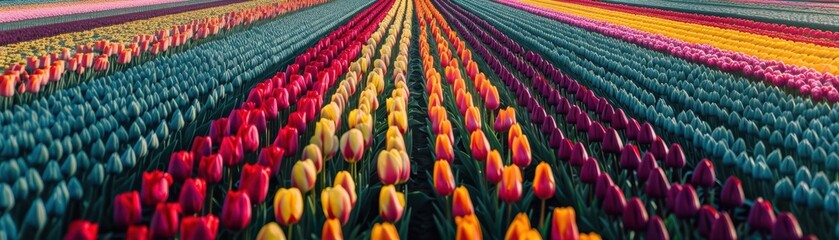Fototapeta premium Colorful Tulips on the field of the Netherlands