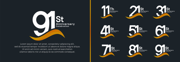 anniversary logotype set. vector design white color number can be use for special moment