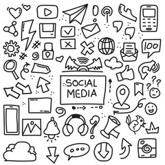 Doodle design social media vector illustration with hand scribbles suitable for murals and social media design concepts. doodle design