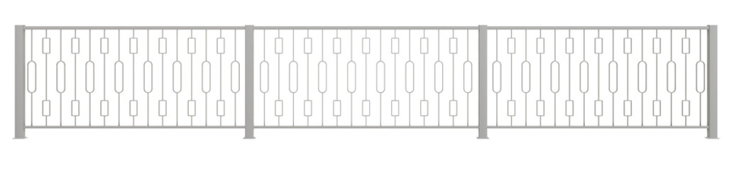 Fototapeta premium 3D design asset showcases a captivating fusion: a modern balustrade with sleek metal and Art Deco-inspired details (transparent background).