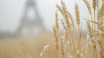 Fototapeta premium Wheat Stalks and the Eiffel Tower