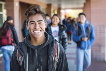 Fototapeta premium Portrait of a young Handsome high school student