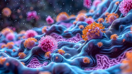 Obraz premium Captivating Portrayal of Gut and Skin Microbiome Thriving Microbial Interactions and Dynamic