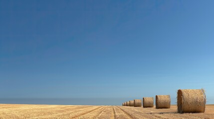 Hay Bale Horizon in the Summer Sun