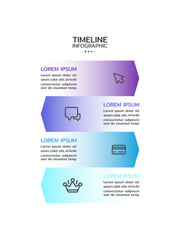 Business infographic timeline design template with icons and 4 options or steps.
