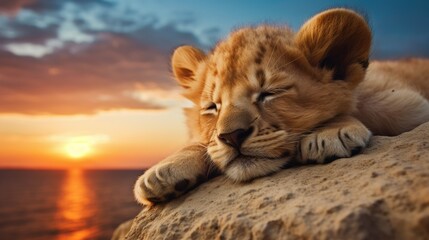 Obraz premium lion on the rocks