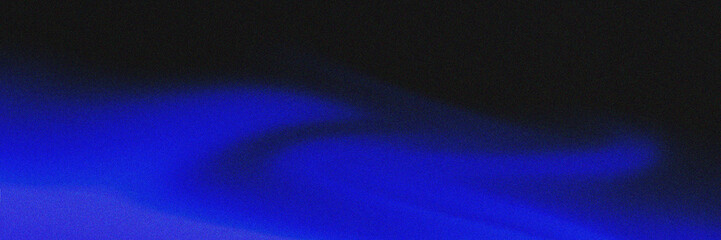Abstract blue wave over black gradient noise grain background, Fluid motion, modern art design, and minimalist wallpaper with smooth gradient shapes. posters advertising, templates, banners, covers.