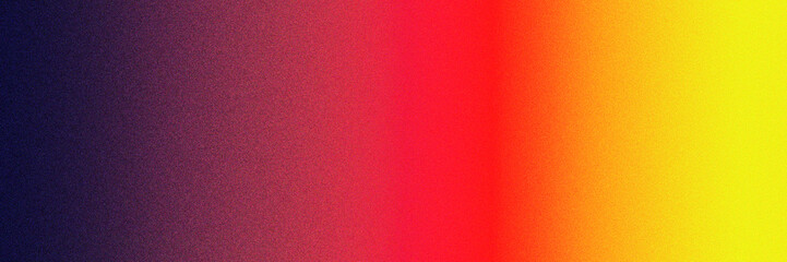 Abstract gradient noise grain background transitioning through dark blue, purple, red, and yellow shades. Vibrant and colorful digital backdrop. posters advertising, templates, banners, covers.