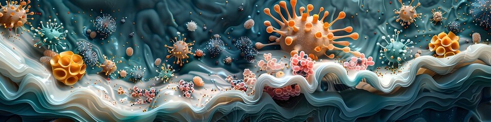 Cutaway Diagram of the Interconnected Human Microbiome  Intricate Systems of Beneficial Bacteria