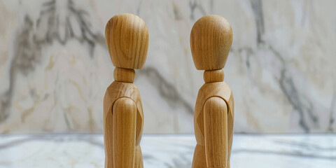 Wooden Artist Mannequins Mimicking Human Interaction