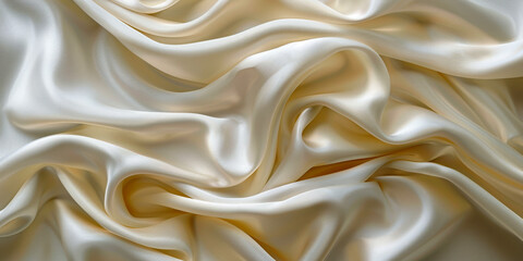 White Silk Fabric Draped Elegantly with Smooth Texture