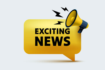 Exciting News message, megaphone announces news, banner service. Vector illustration