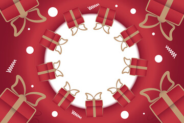 Valentine gift red gift box border. Frame of Red surprize box package with ribbon