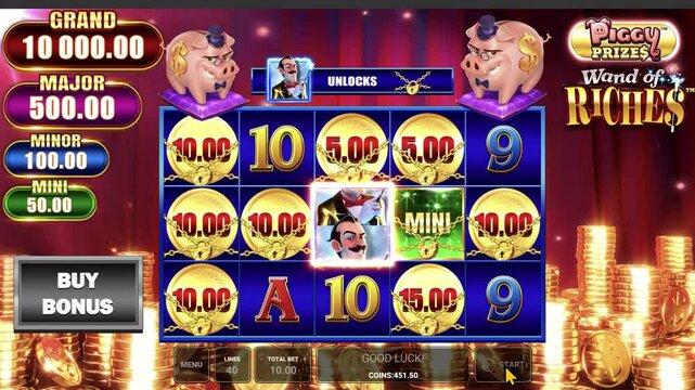 Playing online casino slot machine game on laptop.