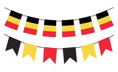 Belgium flags garland, bunting garland, vector illustration, isolated on white	
