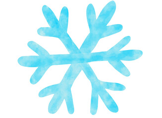 Watercolor illustration of a snowflake isolated on a white background.