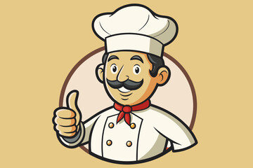 handsome Italian chef vector illustration