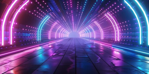 Obraz premium Neon Tunnel: An Ethereal Journey