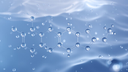 triclabendazole molecular structure, 3d model molecule, egaten, structural chemical formula view from a microscope