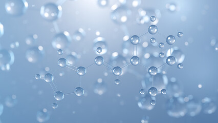 pyrantel molecular structure 3d, depolarizing neuromuscular blocking agent, structural chemical formula view from a microscope