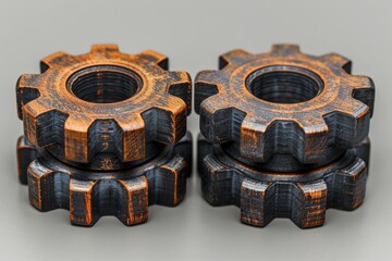 An illustration depicts a meticulously designed cogwheel, distinguished by its metal black sliver coloration, delicately held by a hand against a pristine white backdrop.