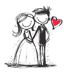 A couple in wedding attire are holding hands and hugging each other. Concept of love and happiness