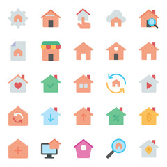 Fototapeta premium Flat color icons set for Home, homepage, webpage, page, web.