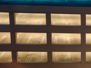 Empty parking garage decks lit at night in Los Angeles