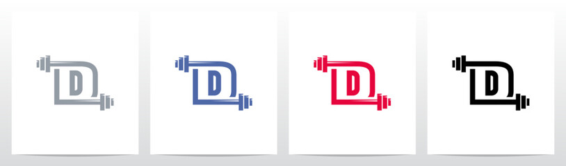 Weightlifting Gym Letter Initial Logo Design D