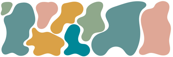  Modern liquid irregular blob shape abstract elements graphic flat style design fluid vector illustration set.
