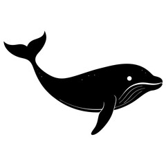 The Whale silhouette art vector illustration in white background