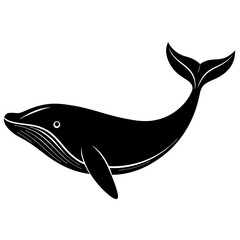The Whale silhouette art vector illustration in white background
