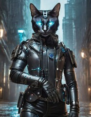 サイバーパンクの世界の猫なストリートファイター