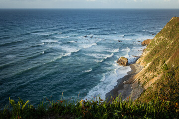 Crashing waves on the shore