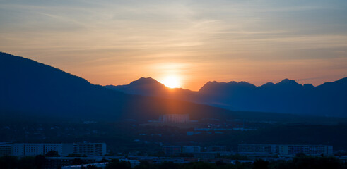sunrise over mountain range
