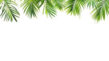 Green Palm Leaves on Top, Isolated on White Background : Suitable for Be Used as a Background in Any Project (Print, Graphic Design, Web Design) Related to Plants and Flowers Theme.