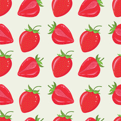 Vector seamless strawberry background. Background design for printing, wrapping paper, packaging, fabric, textiles, fruit shops. Berry background.