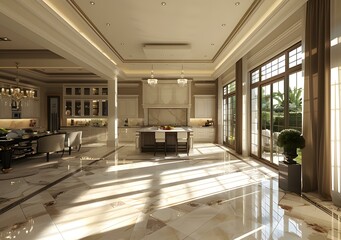 Modern Kitchen Interior Design With Marble Floor