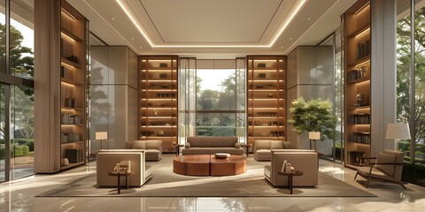 Modern interior of a luxury hotel lobby