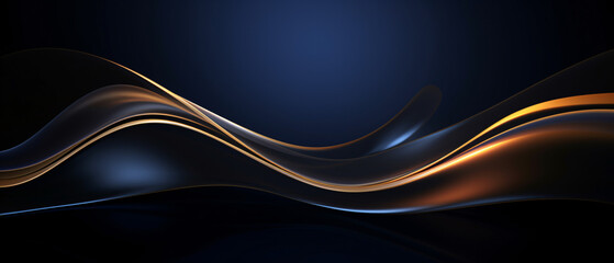 Fototapeta premium Abstract luxury golden lines curved overlapping on dark background, elegant design, artistic wallpaper concept.
