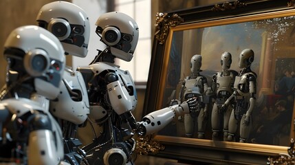 Fototapeta premium Robotic Endeavors:Recreating Famous Masterpieces with Unique Interpretations