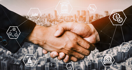 Finance and Money Transaction Technology Concept. Icon Graphic interface showing fintech trade...